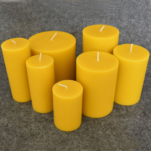 beeswax pillar candles
