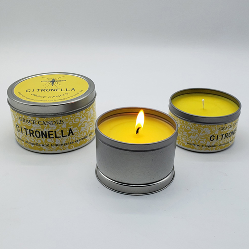 citronella scented tin candles