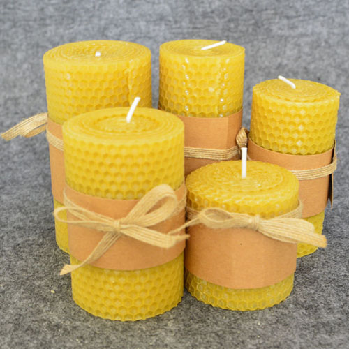 honeycomb beeswax pillar candles